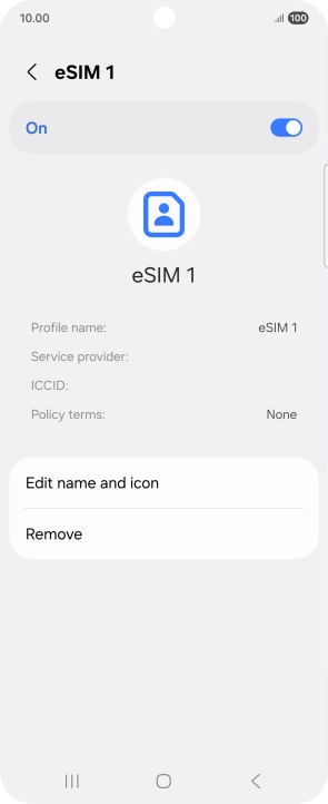 Press Remove and follow the instructions on the screen to delete your eSIM.