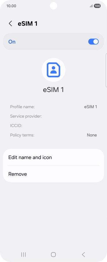 Press Remove and follow the instructions on the screen to delete your eSIM.