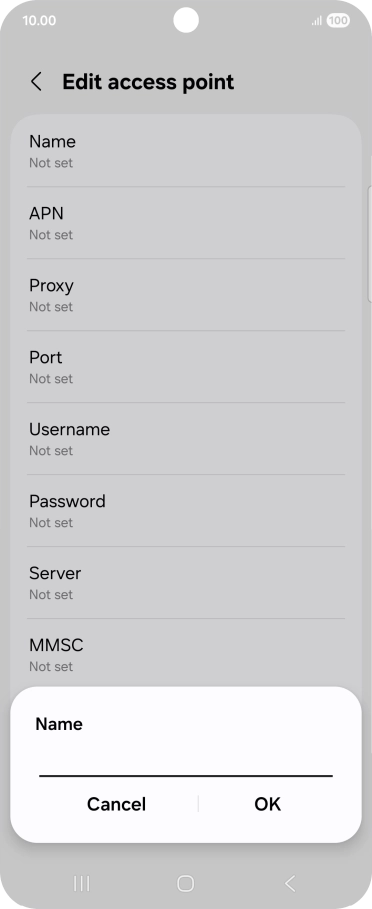 Key in Vodafone Internet and press OK.