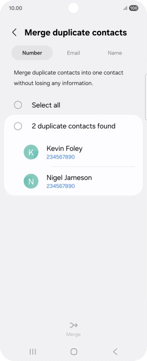 Press the field next to the required number.