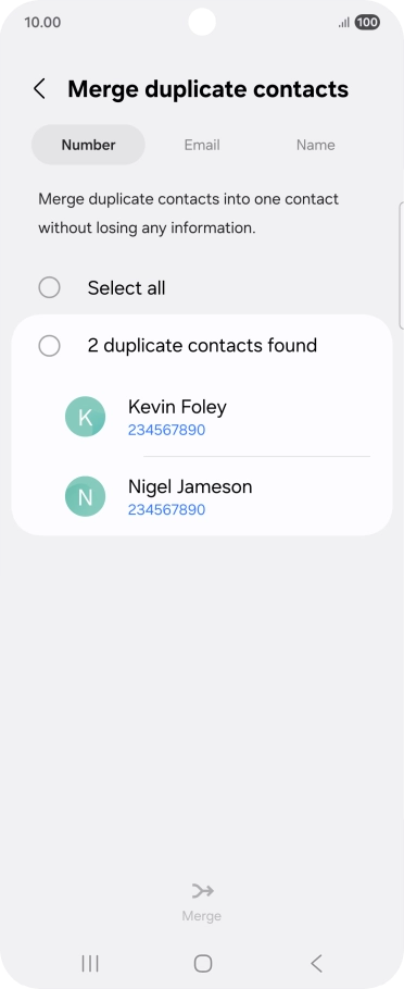 Press the field next to the required number.