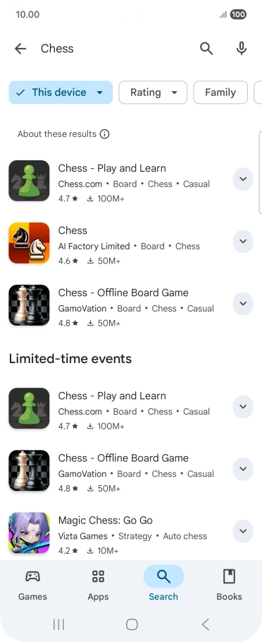 Press the required app.