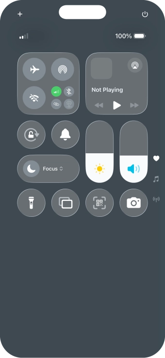 Slide your finger up or down on the screen to select the required Control Centre page.