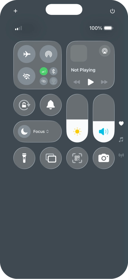Slide your finger up or down on the screen to select the required Control Centre page.