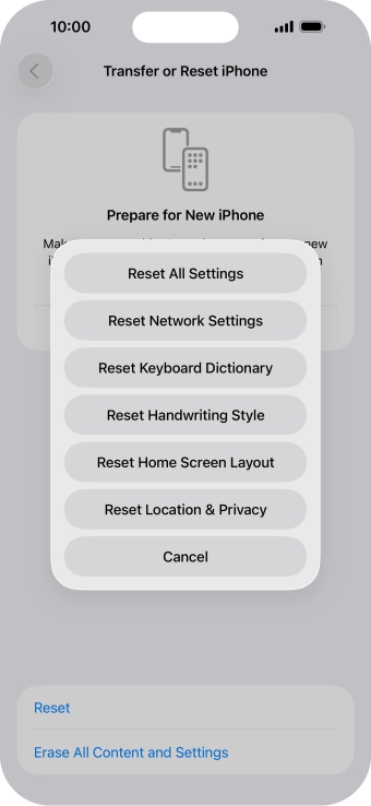 Press Reset All Settings.
