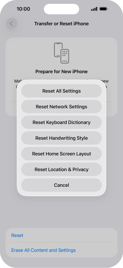 Press Reset All Settings.