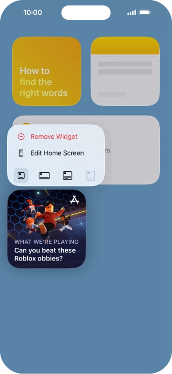 Press Remove Widget.