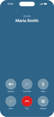 Press the end call icon to end the call and return to the home screen.
