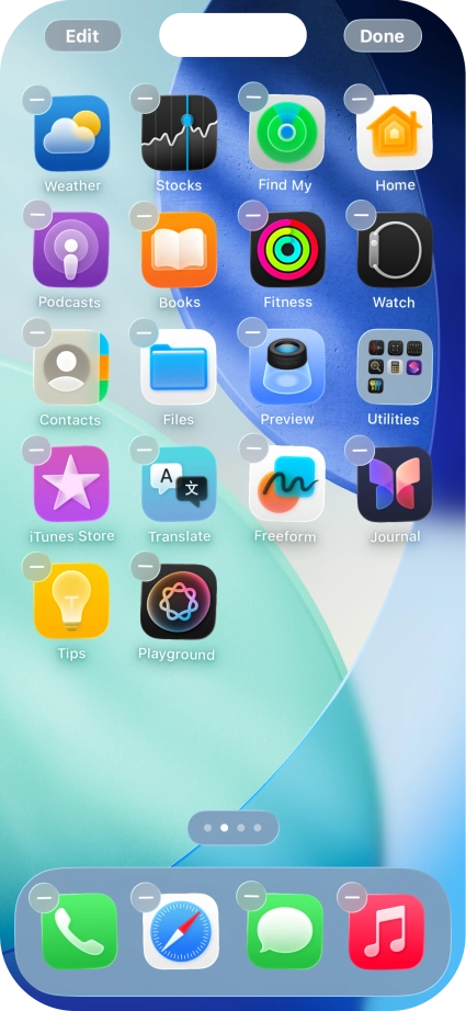Press the home screen icon.