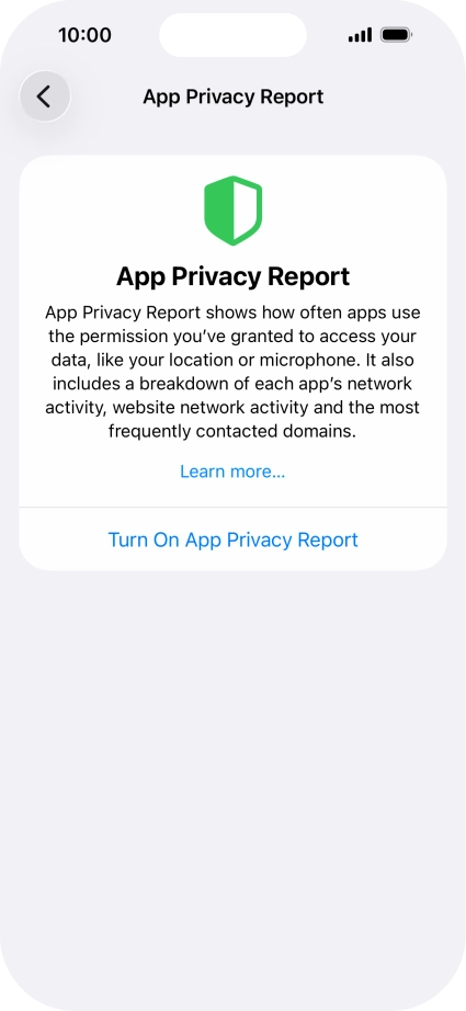 Press Turn On App Privacy Report to turn on the function.