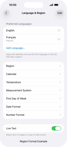 To subsequently select another language as the default language, press the move icon next to the required language and drag it to the top of the list.