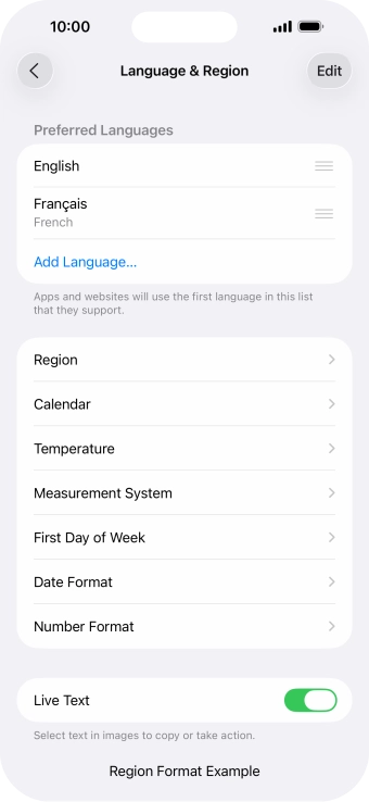 To subsequently select another language as the default language, press the move icon next to the required language and drag it to the top of the list.