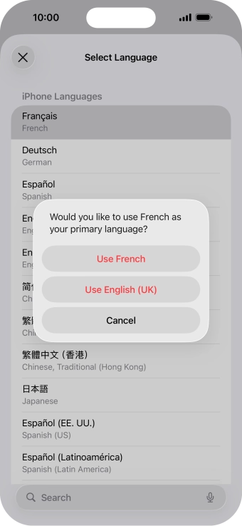 To select the new language as the default phone language, press Use ‹language›.
