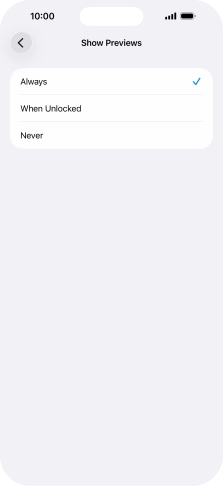 To select notification preview on the lock screen, press Always.