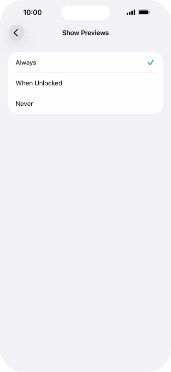 To select notification preview on the lock screen, press Always.