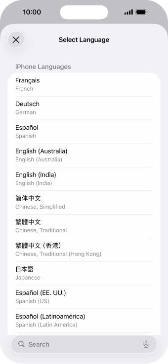Press the required language.