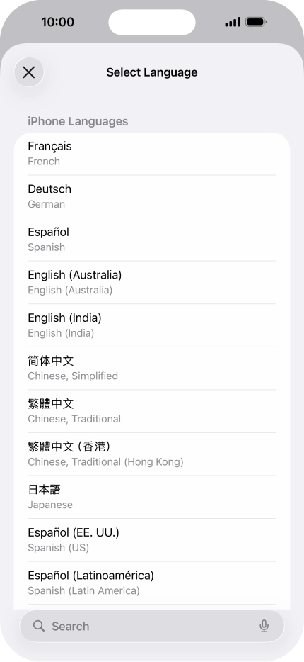 Press the required language.