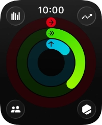 The screen will tell you how far you are from completing your daily activity goals. When the coloured rings are closed, you've reached the goals of your daily activity.