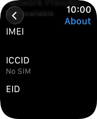 Your Apple Watch EID number is displayed below EID.
