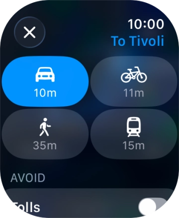 Press the required transport type.