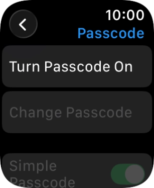 Press Turn Passcode On and key in a lock code of your own choice twice.