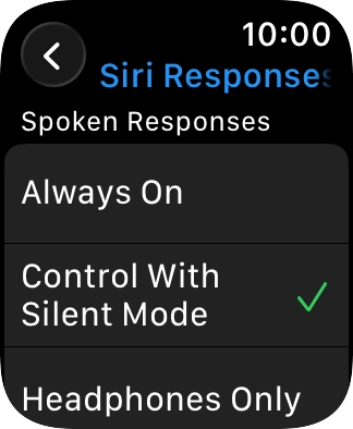 Press the required setting.