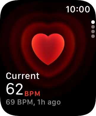 Your current heart rate is displayed below Current.
