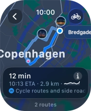 Turn the Digital Crown to see the suggested routes.