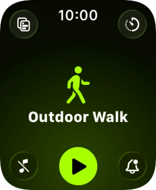 Slide your finger up or down on the screen to select the required training activity.