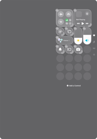 Press Add a Control and follow the instructions on the screen to add the required function to Control Centre.