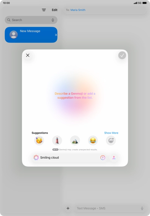 Write in your own words what you would like your Genmoji to look like, and press arrow up.