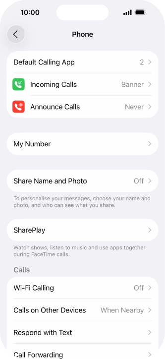 Press Announce Calls.