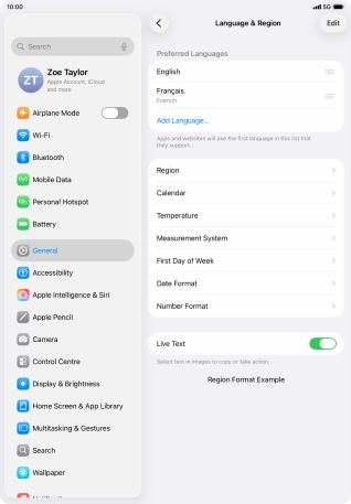 To subsequently select another language as the default language, press the move icon next to the required language and drag it to the top of the list.