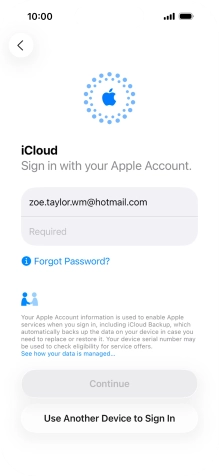 Press Required and key in the password for your Apple Account.