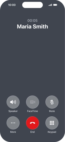Press the end call icon to end the call and return to the home screen.