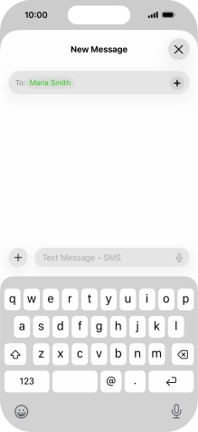 Press the text input field and write the text for your text message.