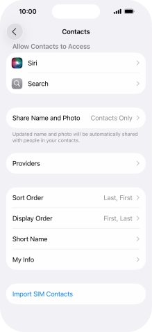 Press Import SIM Contacts.