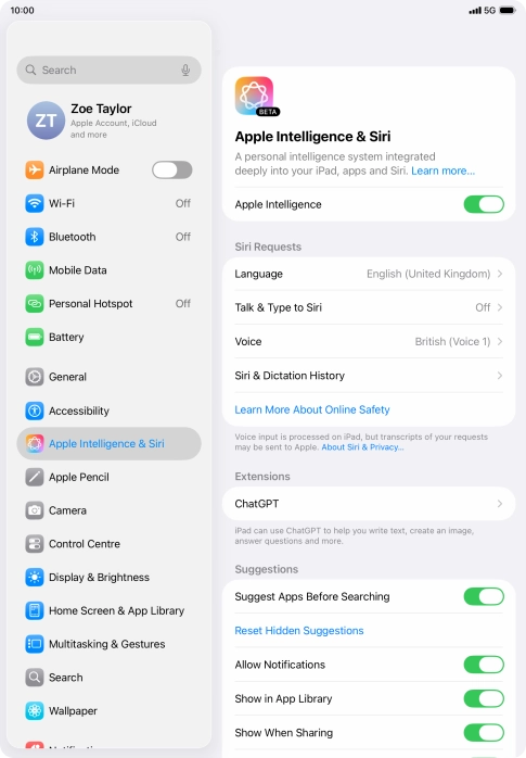 Press the indicator next to 