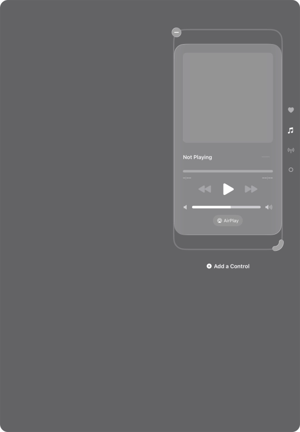 Press the remove icon on the required function to remove it from Control Centre.