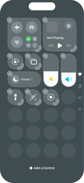 Press Add a Control and follow the instructions on the screen to add the required function to Control Centre.