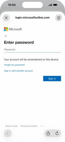 Press Password and key in the password for your email account.