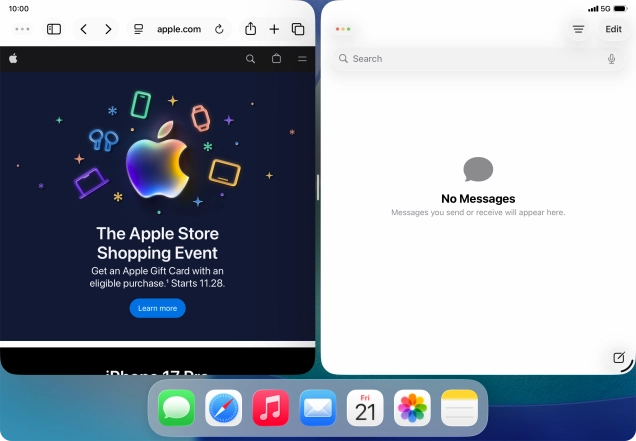 The applications are now displayed on a split screen.