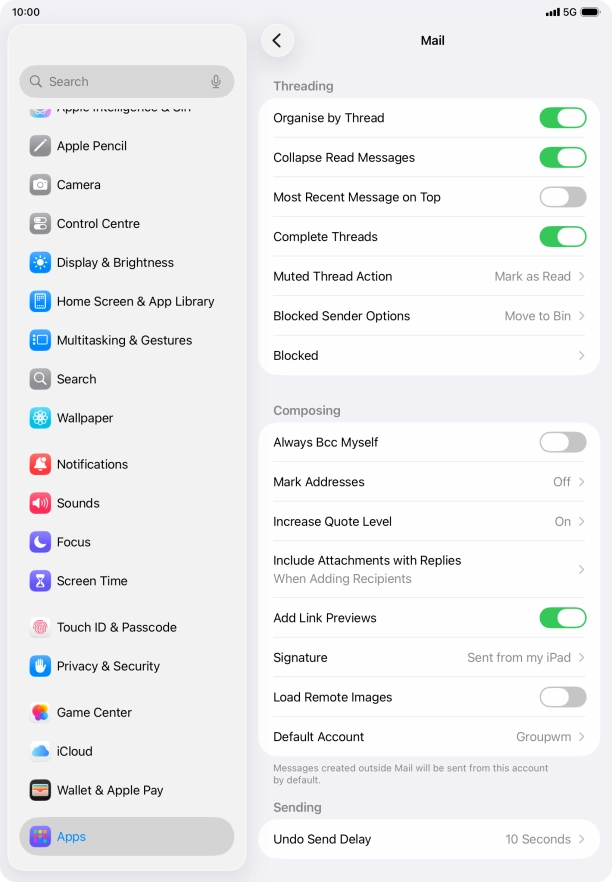 Press Default Account.
