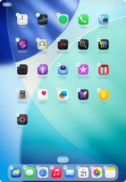 To remove an application from Dock, press and hold the required application and drag it upwards from Dock.