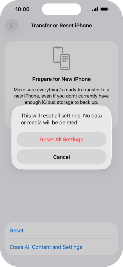 Press Reset All Settings.
