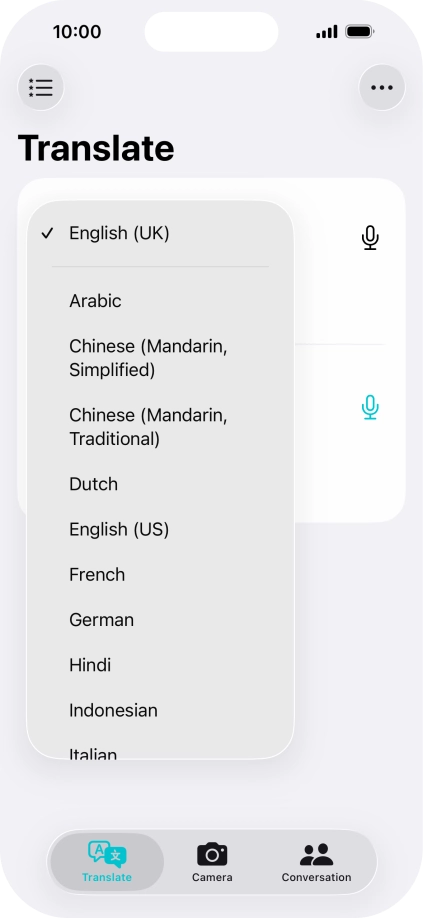 Press the required source language.