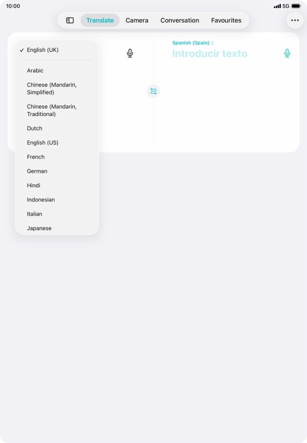 Press the required source language.