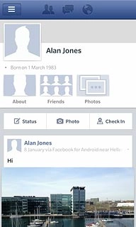 You can now use the application.Please note that Facebook isn't part of the original application package and therefore only a general description is given here.You have a number of options, such as:Write status updatesSend messagesWrite text on WallUpload picturesSelect application settings