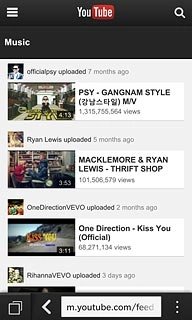You can now use the application.Please note that YouTube isn't part of the original application package and therefore only a general description is given here.You have a number of options, such as:Search for video clipsSearch for video clips in a categoryIf you have a YouTube account and you log on, you can also:Share video clipsCreate playlists