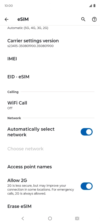 Press Erase eSIM.
